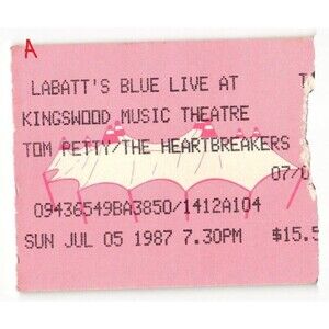 Vintage 1987 Tom Petty Replacements Concert Ticket Stub Vaughan Ontario Canada